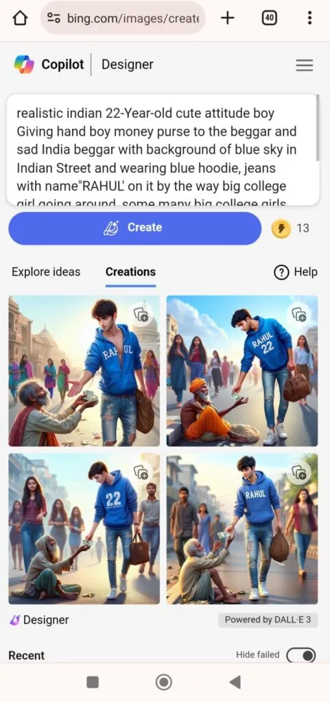 Create 3D Ai Boy Giving Money To Beggar Man Image