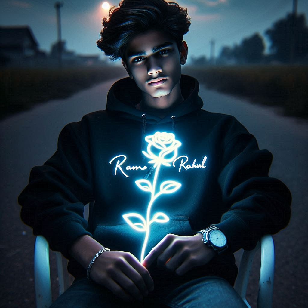 Boy Glowing Rose Ai Photo Editing Prompt