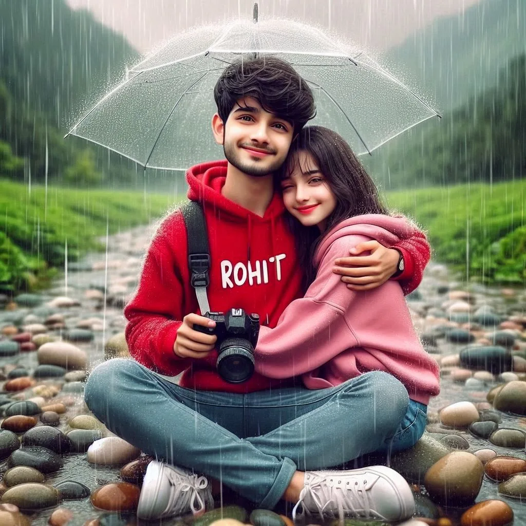 Couple Barish T-Shirt Name Ai Photo Editing