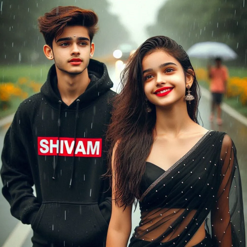 Couple In Rain Name Ai Photo Editing 2024