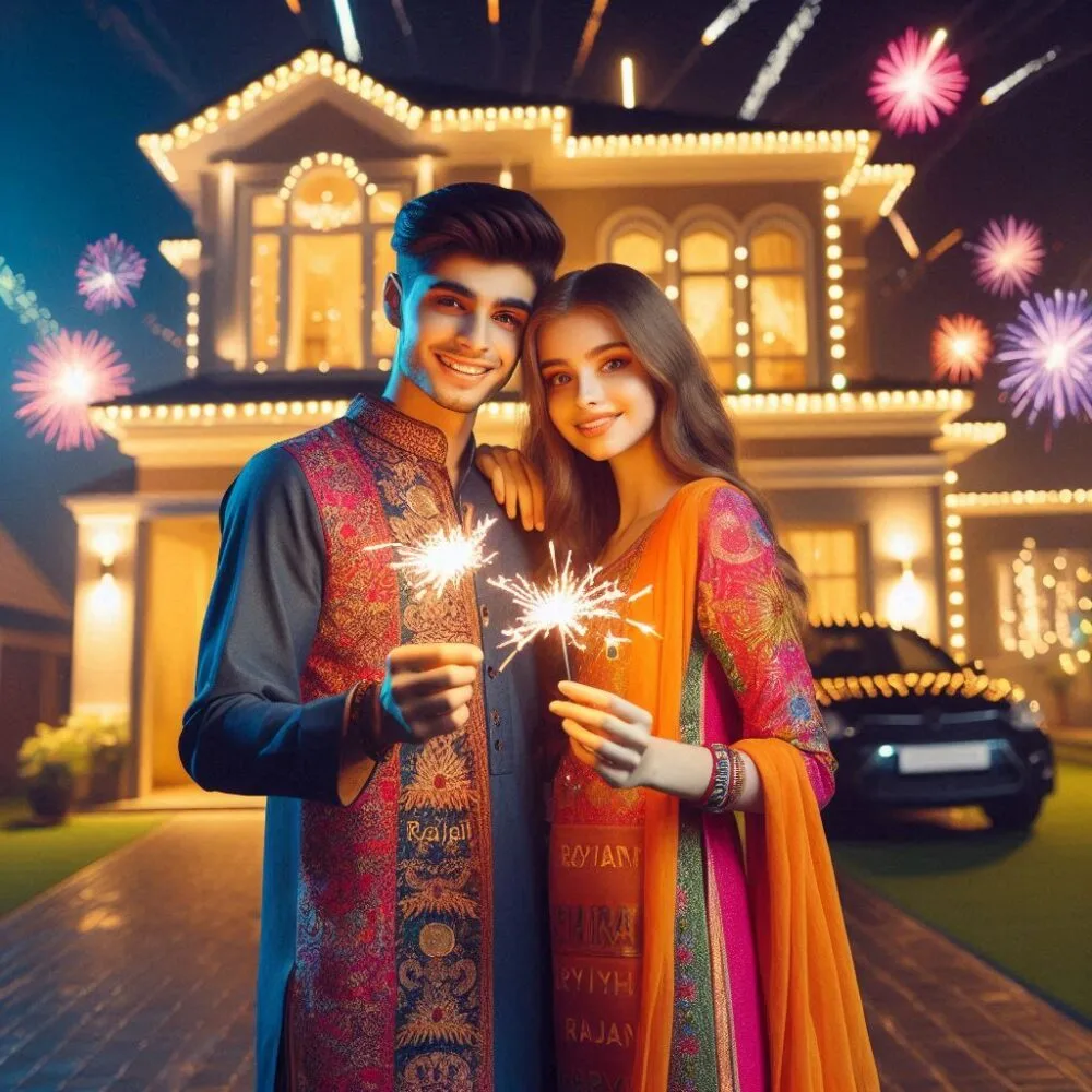 Couple Diwali Ai Photo Editing Prompt 2024
