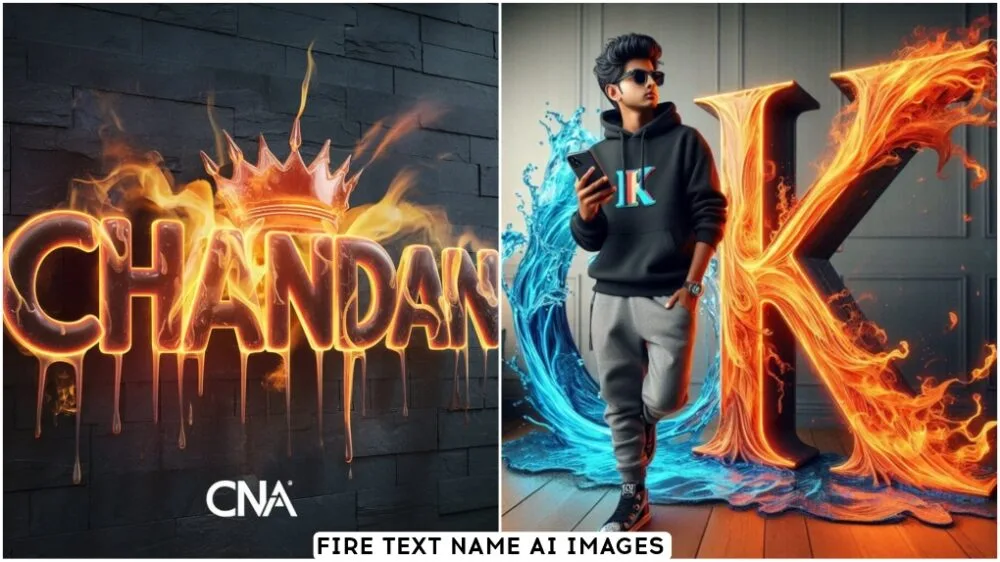 3D Fire Text Name Ai Photo Editing Prompt 2024