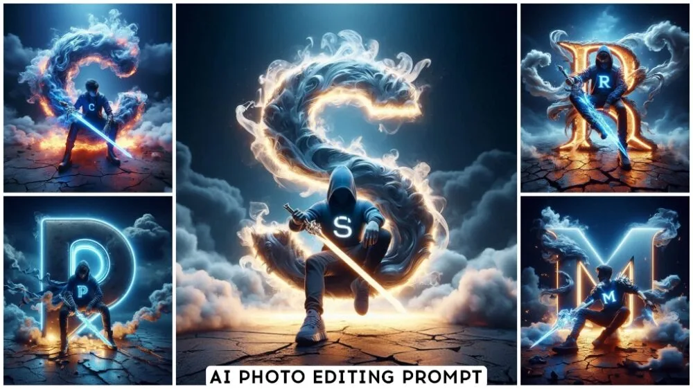 Sword Boy Big letter Name Ai Photo Editing Prompt