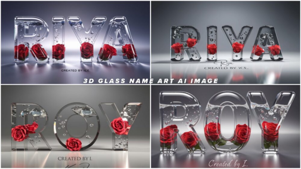 3D Glass Name Art Ai Photo Editing