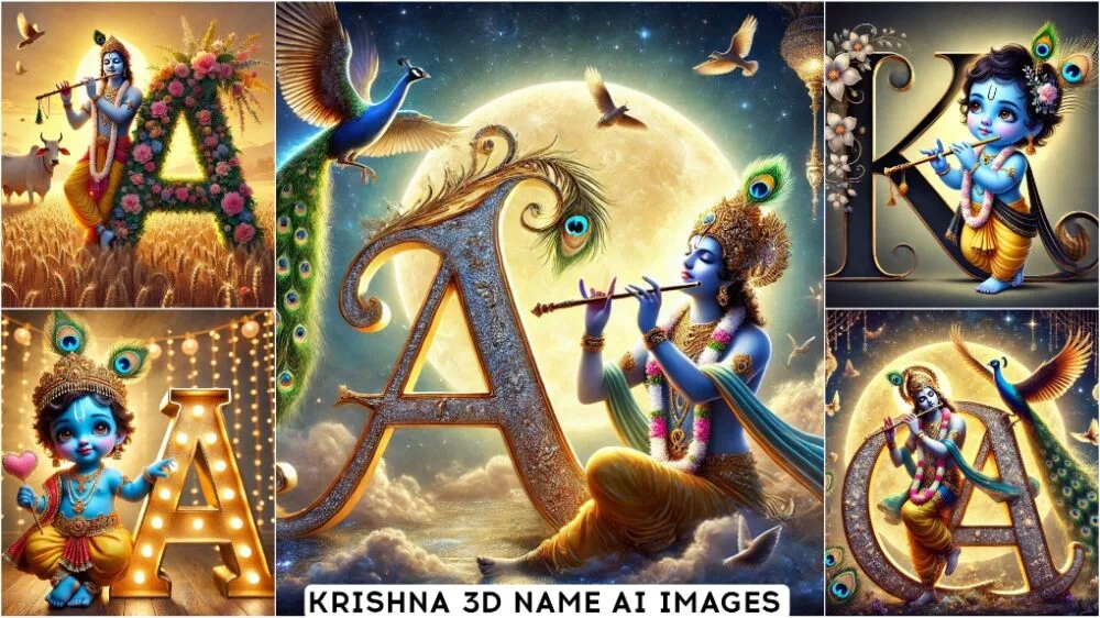 Lord Krishna 3D Name Art Ai Photo Editing