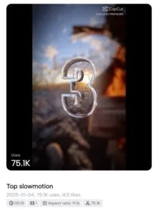 3 2 1 Slow Motion Effect CapCut Template 2025