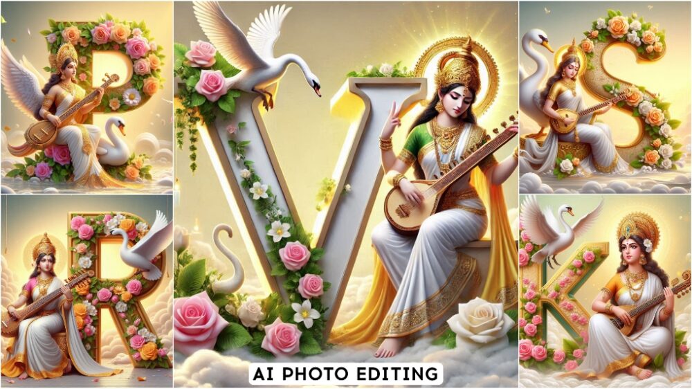 Saraswati Puja Name Art Ai Photo Editing