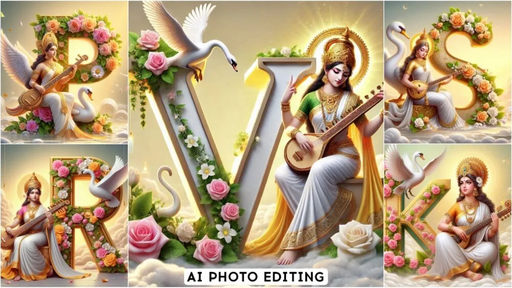 Saraswati Puja Name Art Ai Photo Editing