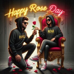 Happy Rose Day Couple Ai Photo Editing Prompt