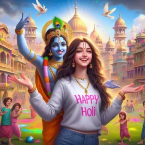 Krishna Holi AI Photo Editing Prompt