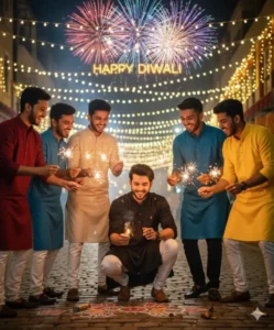 Boys Group Google Gemini Diwali Ai Photo Editing Prompt