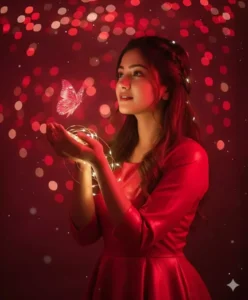 Google Gemini Glowing Butterflies Ai photo Editing Prompts For Girl