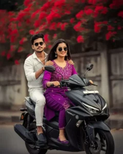 Couple Bike AI Photo Editing Prompts With real Face