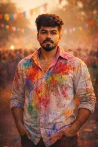 Boys realistic Happy Holi Ai Photo Editing Prompts
