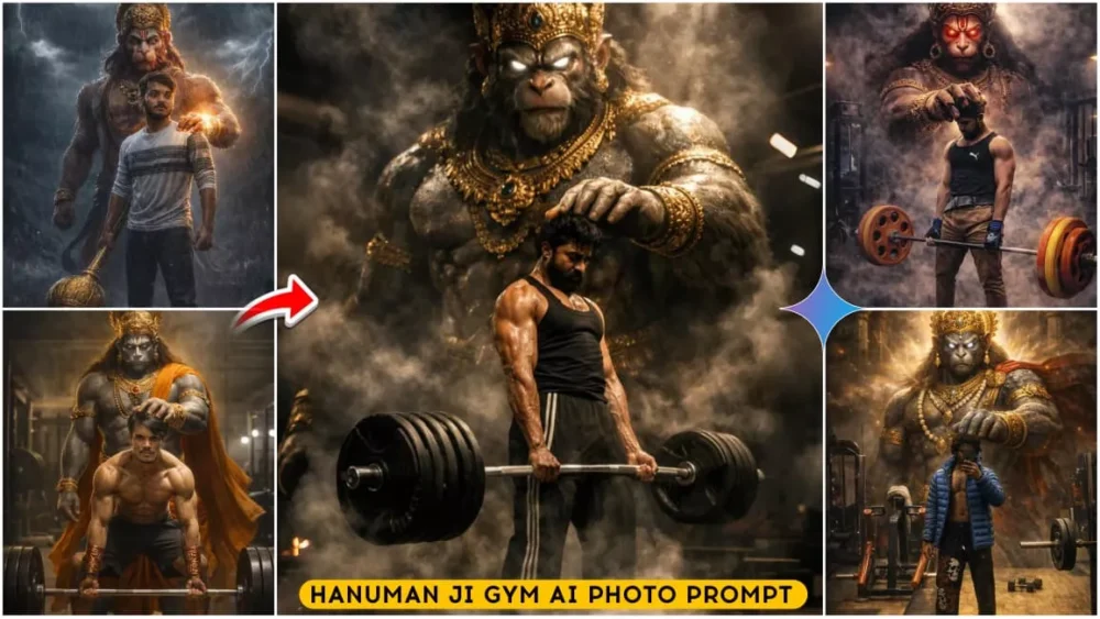 Viral Hanuman Ji Gym Ai Photo Prompt
