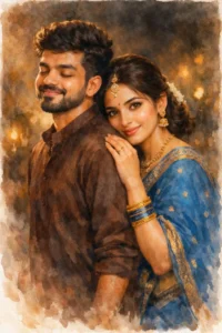 Couples Water Colour Painting Ai Photo Editing prompts