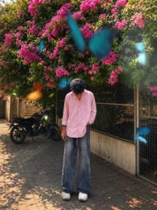 Boys Bougainvillea Flower Ai photo Editing Prompt