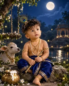 Krishna Janmashtami Ai Photo Editing Prompt Little Boy