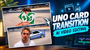 Uno Card Transition Ai Video Editing Prompt