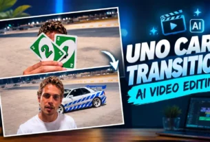 Uno Card Transition Ai Video Editing Prompt